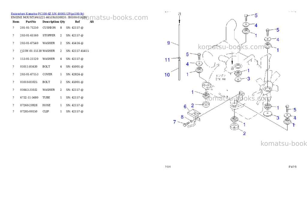 Komatsu pc100-6z s/n 40001-up Parts catalog cover Komatsu pc100-6z s/n 40001-up Parts catalog cover