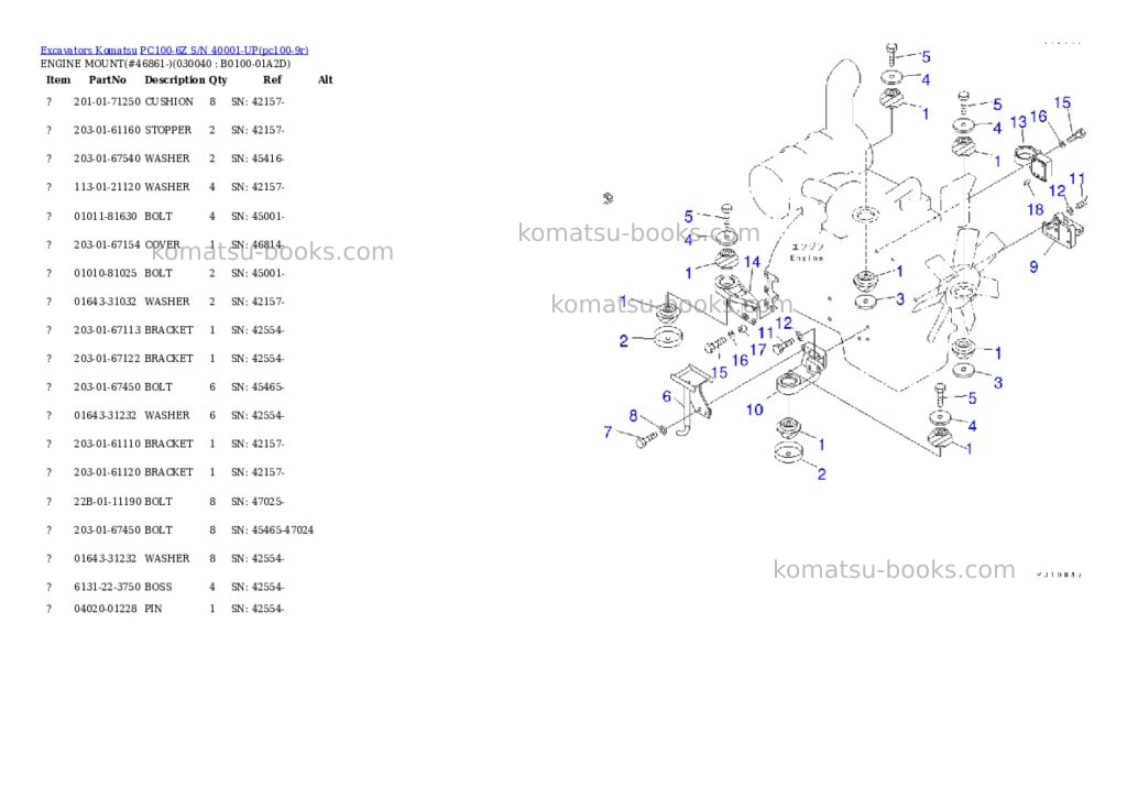 Komatsu pc100-6z s/n 40001-up Parts catalog cover Page 3 Komatsu pc100-6z s/n 40001-up Parts catalog cover Page 3