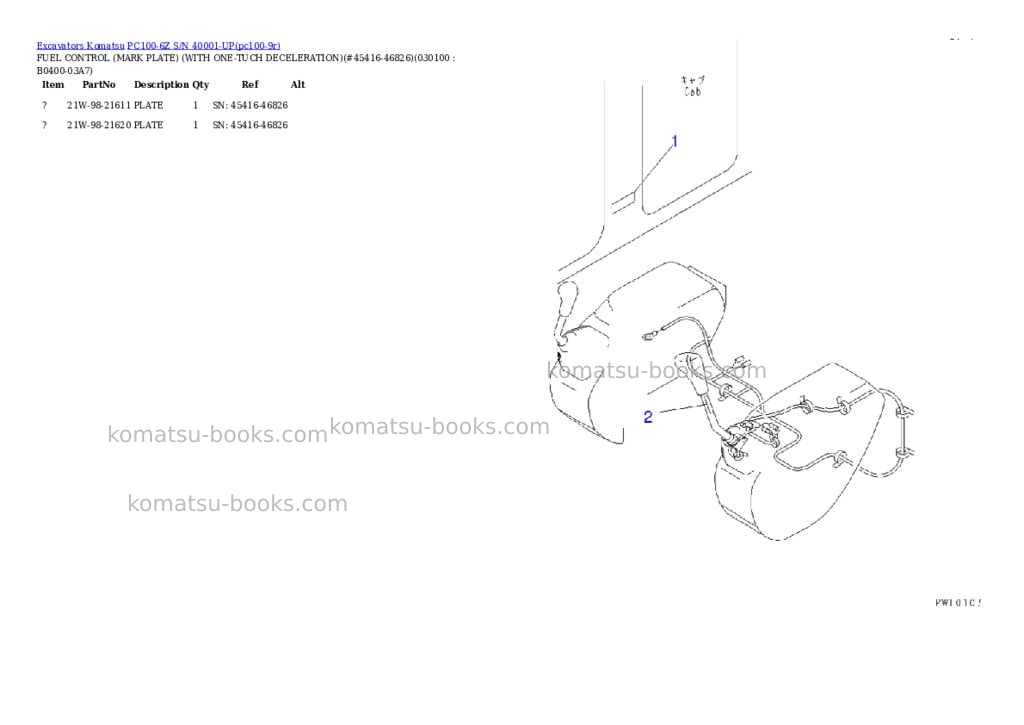 Komatsu pc100-6z s/n 40001-up Parts catalog cover Page 9 Komatsu pc100-6z s/n 40001-up Parts catalog cover Page 9