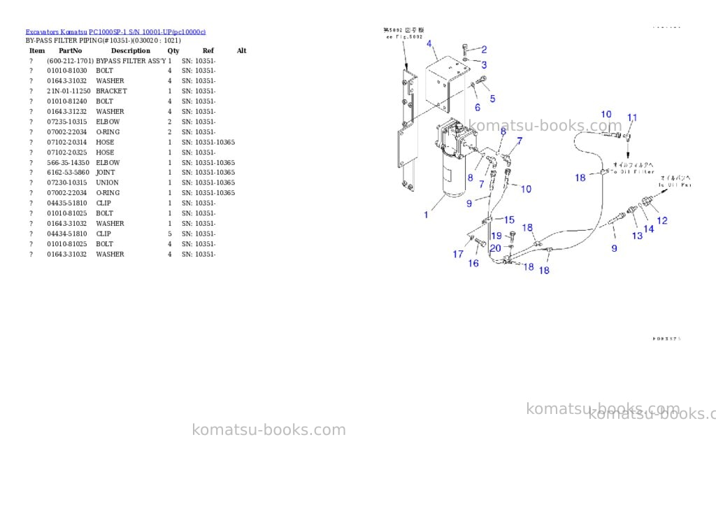 Komatsu pc1000sp-1 s/n 10001-up Parts catalog cover Komatsu pc1000sp-1 s/n 10001-up Parts catalog cover