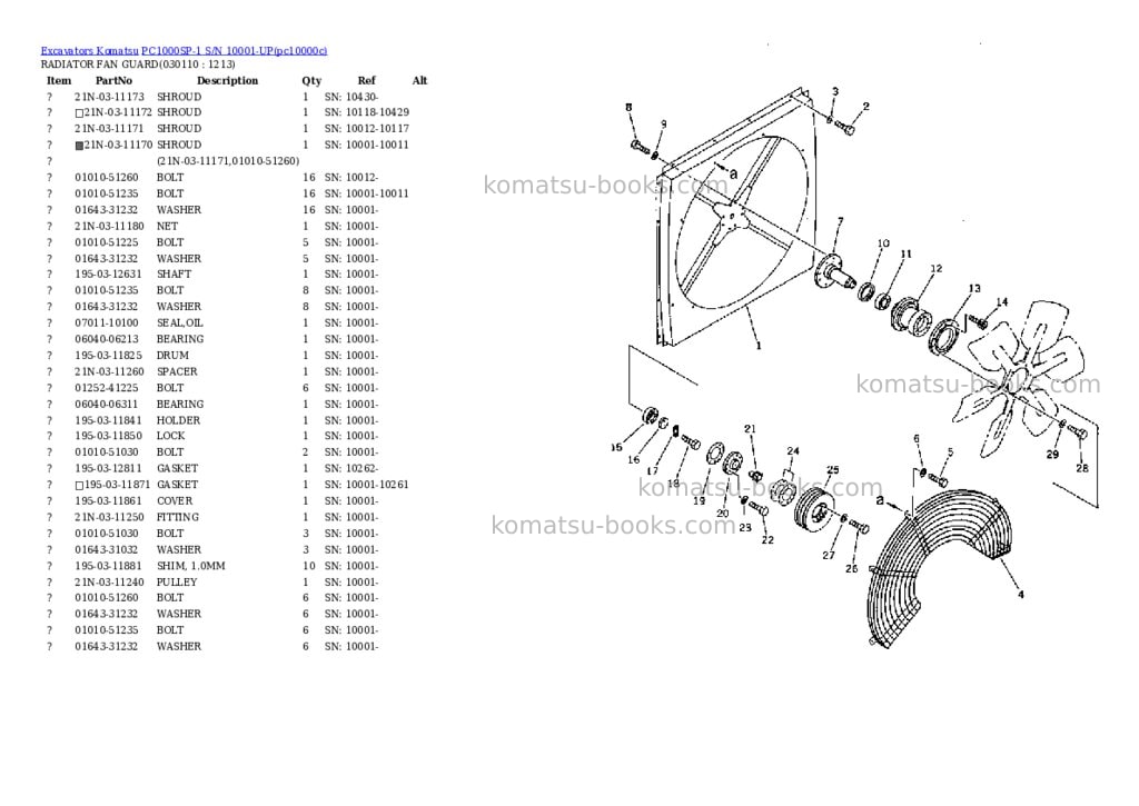 Komatsu pc1000sp-1 s/n 10001-up Parts catalog cover Page 10 Komatsu pc1000sp-1 s/n 10001-up Parts catalog cover Page 10