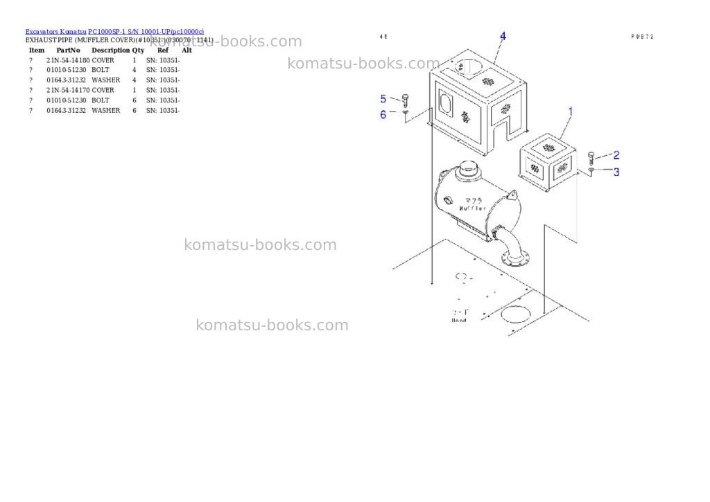 Komatsu pc1000sp-1 s/n 10001-up Parts catalog cover Page 6 Komatsu pc1000sp-1 s/n 10001-up Parts catalog cover Page 6