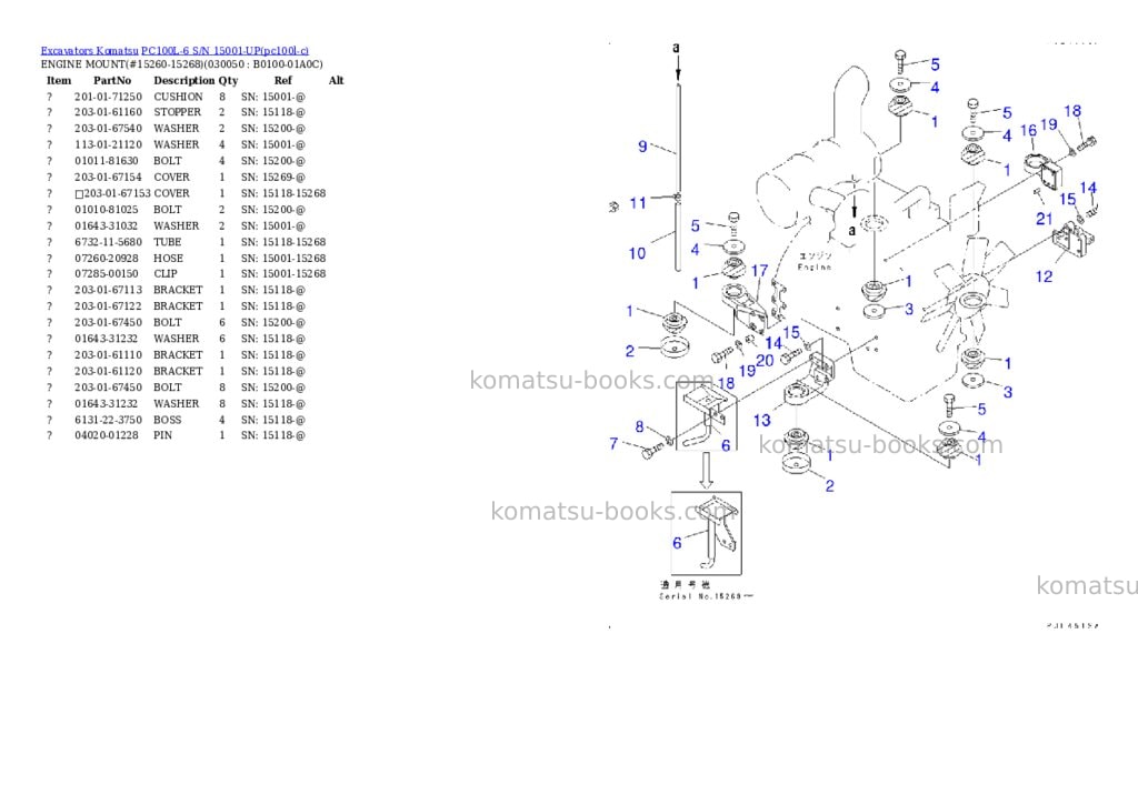 Komatsu PC100L-6 S/N 15001-UP Parts catalog cover Page 4 Komatsu PC100L-6 S/N 15001-UP Parts catalog cover Page 4