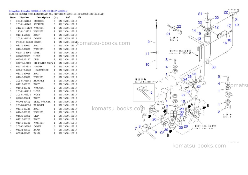 Komatsu PC100L-6 S/N 15001-UP Parts catalog cover Page 6 Komatsu PC100L-6 S/N 15001-UP Parts catalog cover Page 6