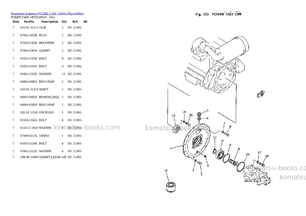 Komatsu PC100L-2 S/N 11001-UP Parts catalog cover Komatsu PC100L-2 S/N 11001-UP Parts catalog cover