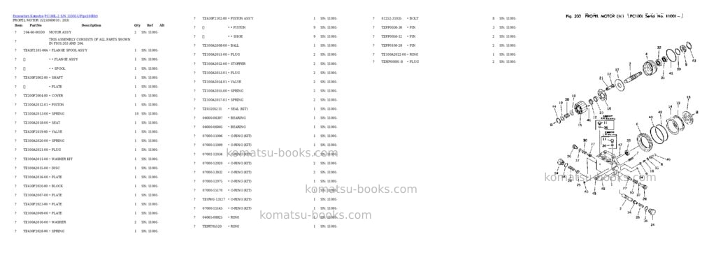 Komatsu PC100L-2 S/N 11001-UP Parts catalog cover Page 10 Komatsu PC100L-2 S/N 11001-UP Parts catalog cover Page 10