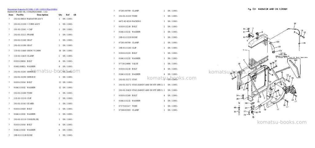Komatsu PC100L-2 S/N 11001-UP Parts catalog cover Page 3 Komatsu PC100L-2 S/N 11001-UP Parts catalog cover Page 3