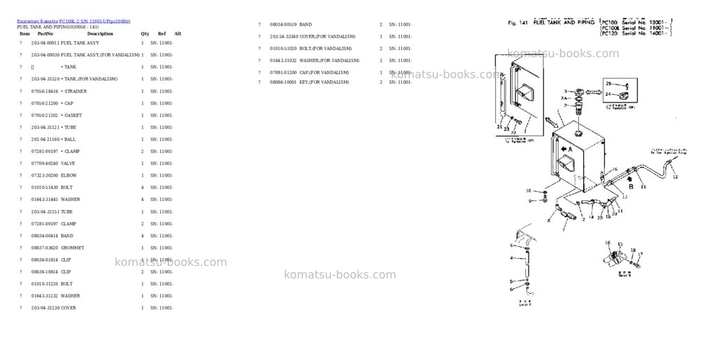 Komatsu PC100L-2 S/N 11001-UP Parts catalog cover Page 4 Komatsu PC100L-2 S/N 11001-UP Parts catalog cover Page 4