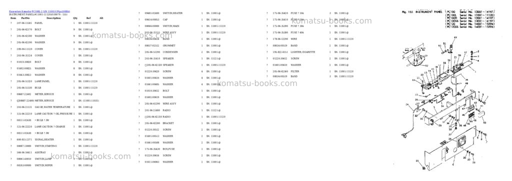 Komatsu PC100L-2 S/N 11001-UP Parts catalog cover Page 6 Komatsu PC100L-2 S/N 11001-UP Parts catalog cover Page 6