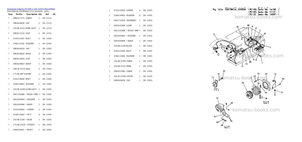 Komatsu PC100L-2 S/N 11001-UP Parts catalog cover Page 9 Komatsu PC100L-2 S/N 11001-UP Parts catalog cover Page 9