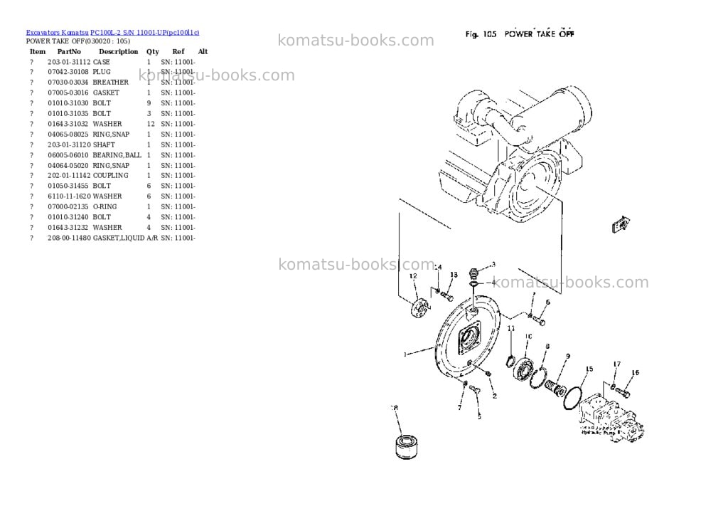 Komatsu pc100l-2 s/n 11001-up Parts catalog cover Komatsu pc100l-2 s/n 11001-up Parts catalog cover