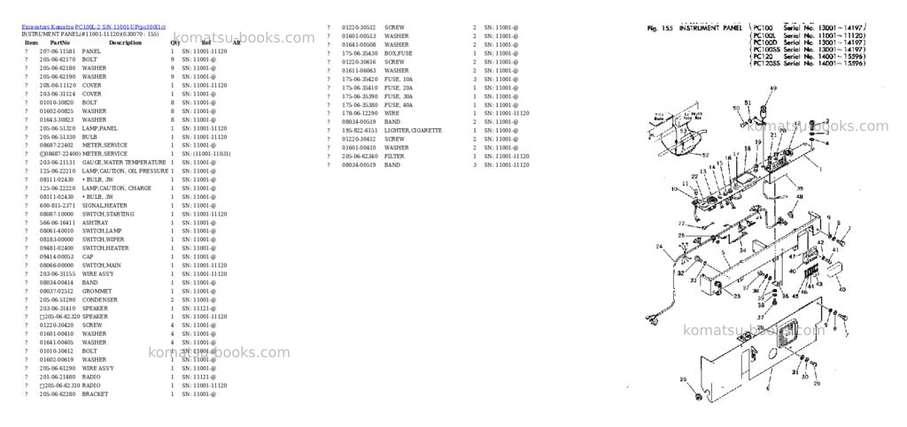 Komatsu pc100l-2 s/n 11001-up Parts catalog cover Page 6 Komatsu pc100l-2 s/n 11001-up Parts catalog cover Page 6