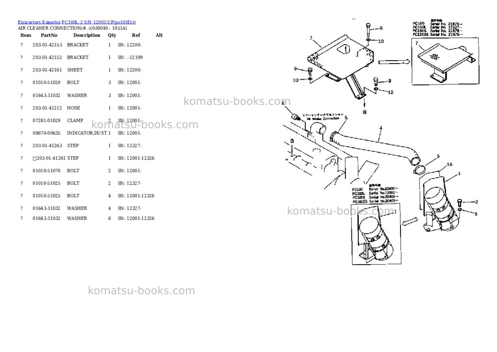 Komatsu PC100L-3 S/N 12001-UP Parts catalog cover Page 3 Komatsu PC100L-3 S/N 12001-UP Parts catalog cover Page 3