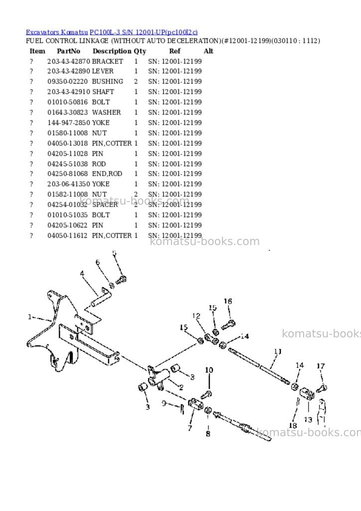 Komatsu pc100l-3 s/n 12001-up Parts catalog cover Page 10 Komatsu pc100l-3 s/n 12001-up Parts catalog cover Page 10