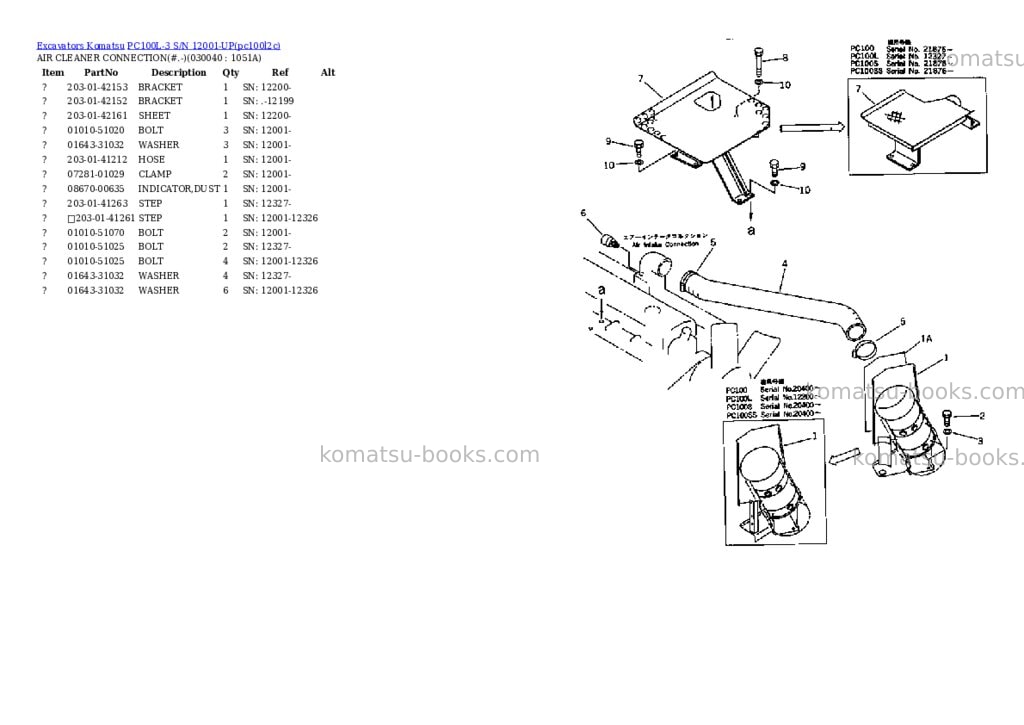 Komatsu pc100l-3 s/n 12001-up Parts catalog cover Page 3 Komatsu pc100l-3 s/n 12001-up Parts catalog cover Page 3