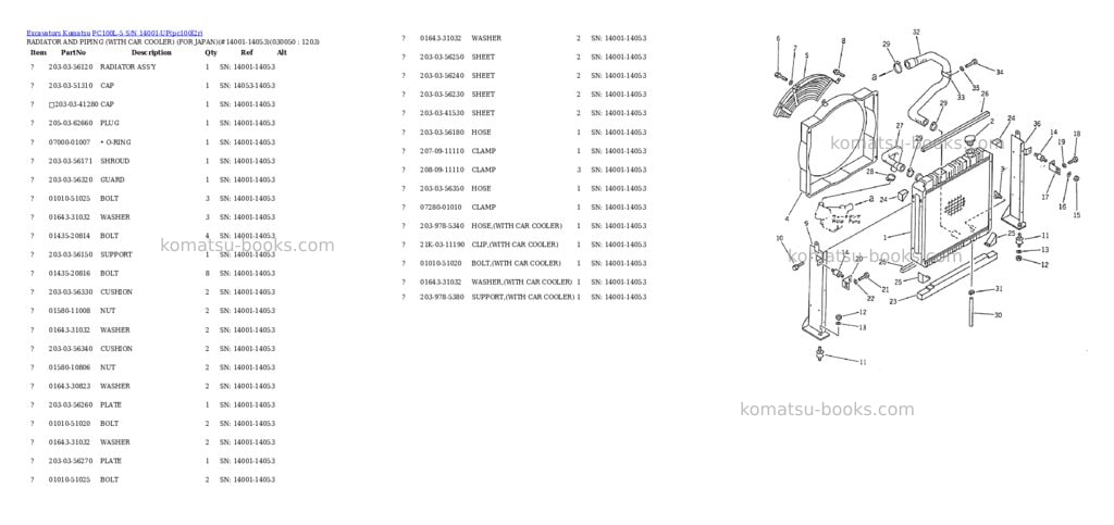 Komatsu pc100l-5 s/n 14001-up Parts catalog cover Page 4 Komatsu pc100l-5 s/n 14001-up Parts catalog cover Page 4