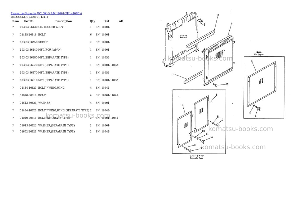Komatsu pc100l-5 s/n 14001-up Parts catalog cover Page 5 Komatsu pc100l-5 s/n 14001-up Parts catalog cover Page 5