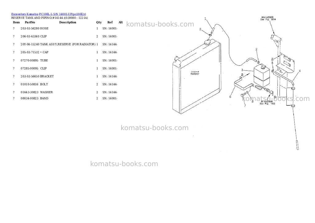 Komatsu pc100l-5 s/n 14001-up Parts catalog cover Page 7 Komatsu pc100l-5 s/n 14001-up Parts catalog cover Page 7