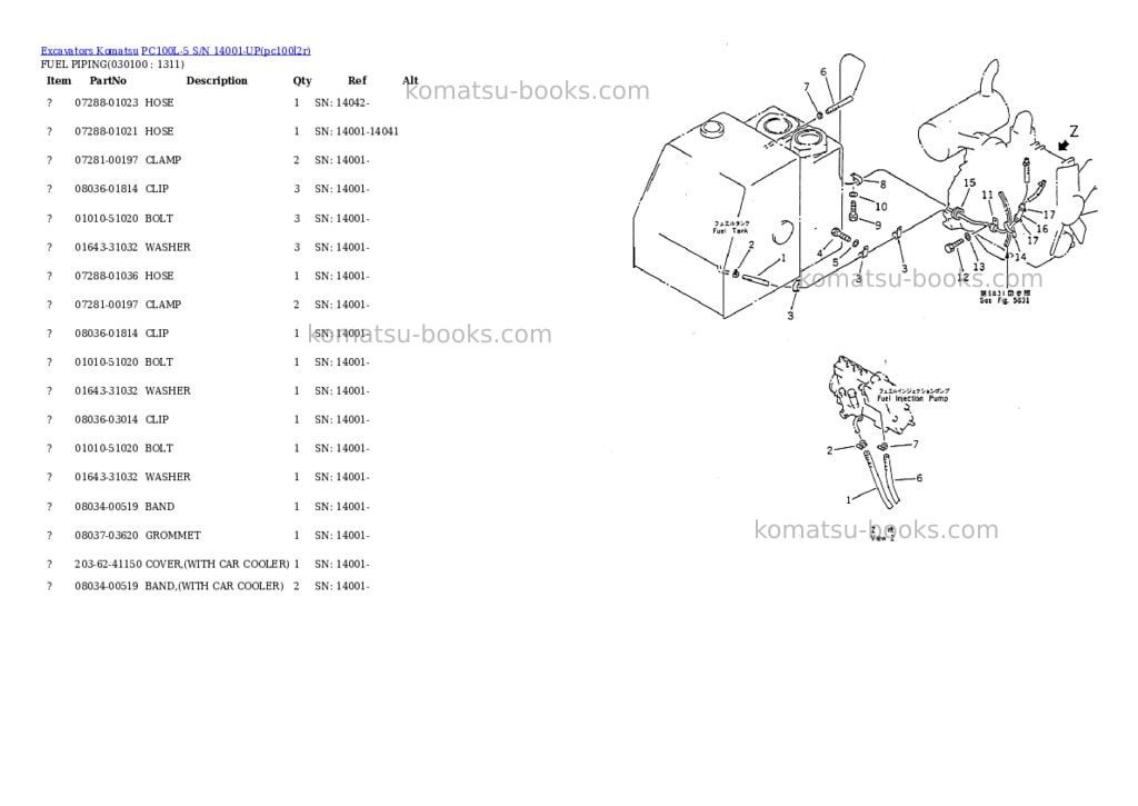 Komatsu pc100l-5 s/n 14001-up Parts catalog cover Page 9 Komatsu pc100l-5 s/n 14001-up Parts catalog cover Page 9