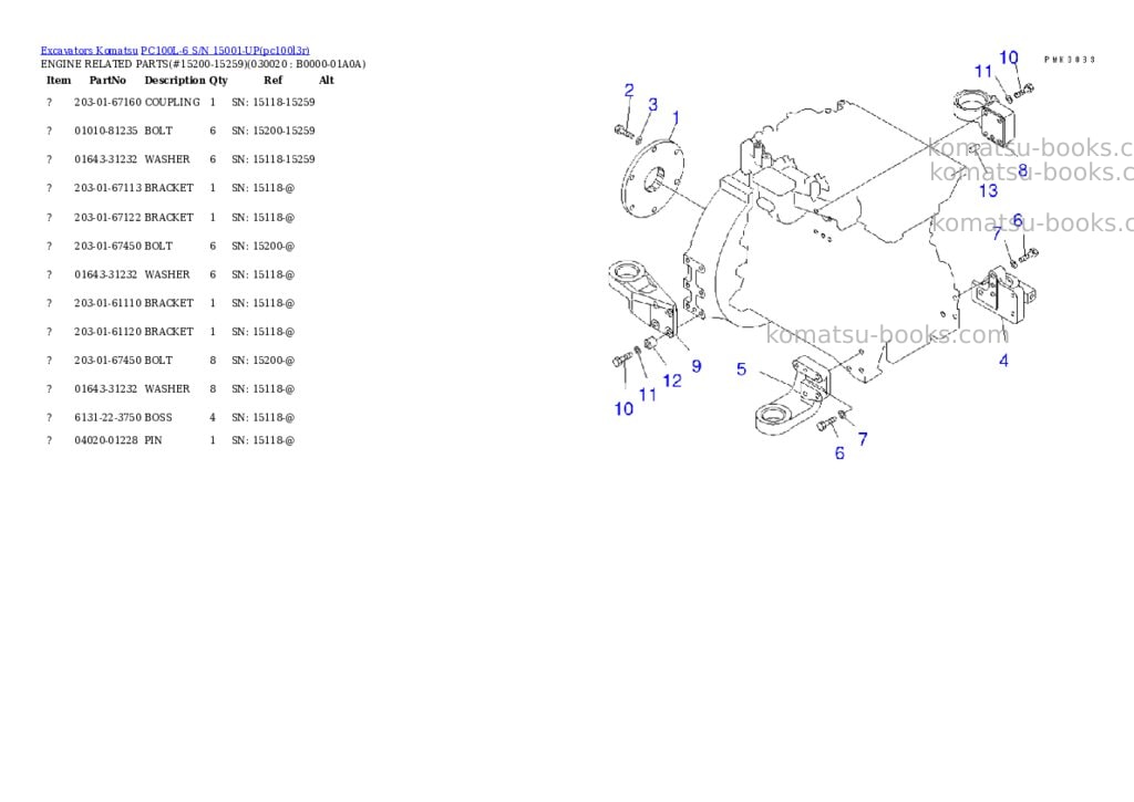 Komatsu pc100l-6 s/n 15001-up Parts catalog cover Komatsu pc100l-6 s/n 15001-up Parts catalog cover