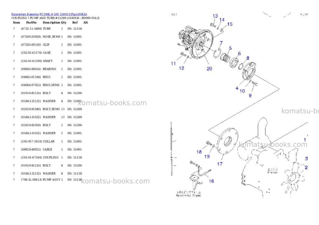 Komatsu pc100l-6 s/n 15001-up Parts catalog cover Page 2 Komatsu pc100l-6 s/n 15001-up Parts catalog cover Page 2