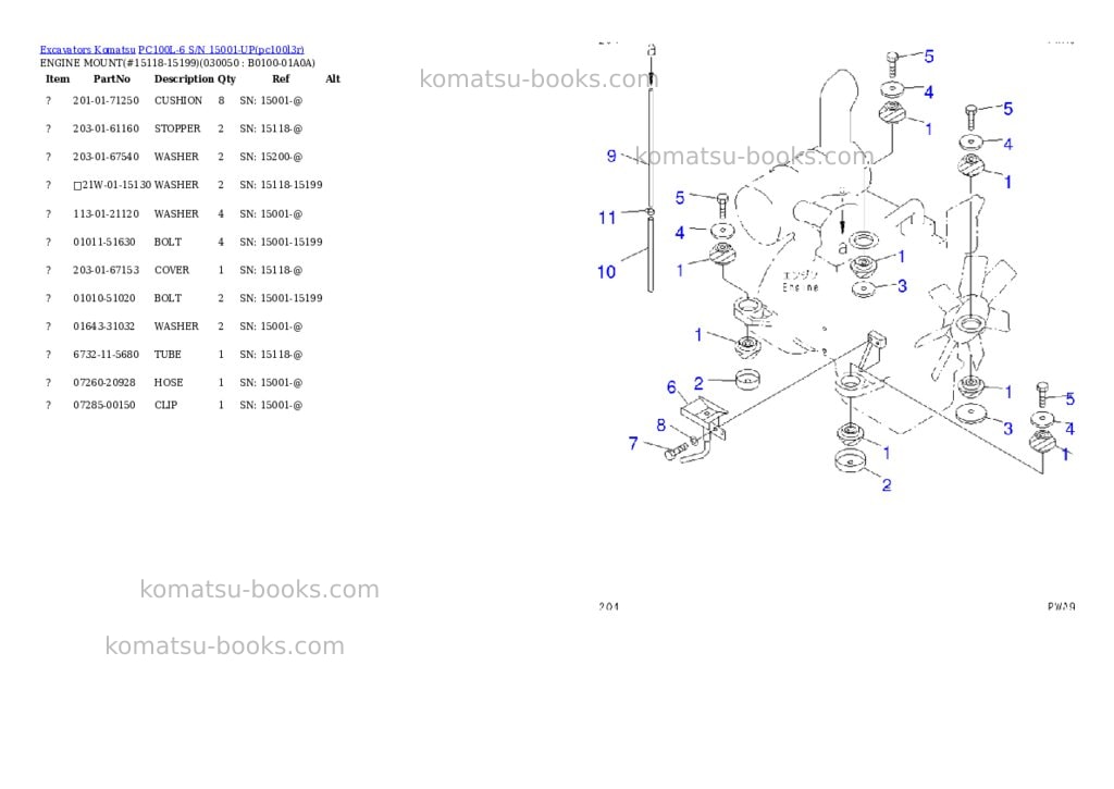 Komatsu pc100l-6 s/n 15001-up Parts catalog cover Page 4 Komatsu pc100l-6 s/n 15001-up Parts catalog cover Page 4
