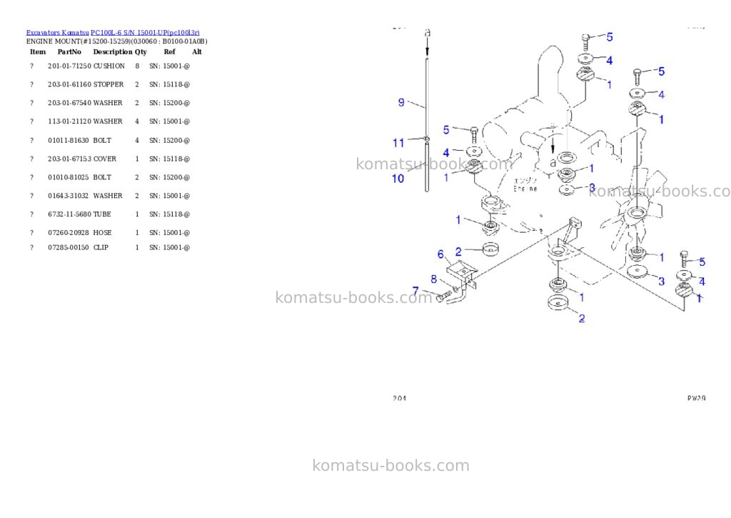 Komatsu pc100l-6 s/n 15001-up Parts catalog cover Page 5 Komatsu pc100l-6 s/n 15001-up Parts catalog cover Page 5