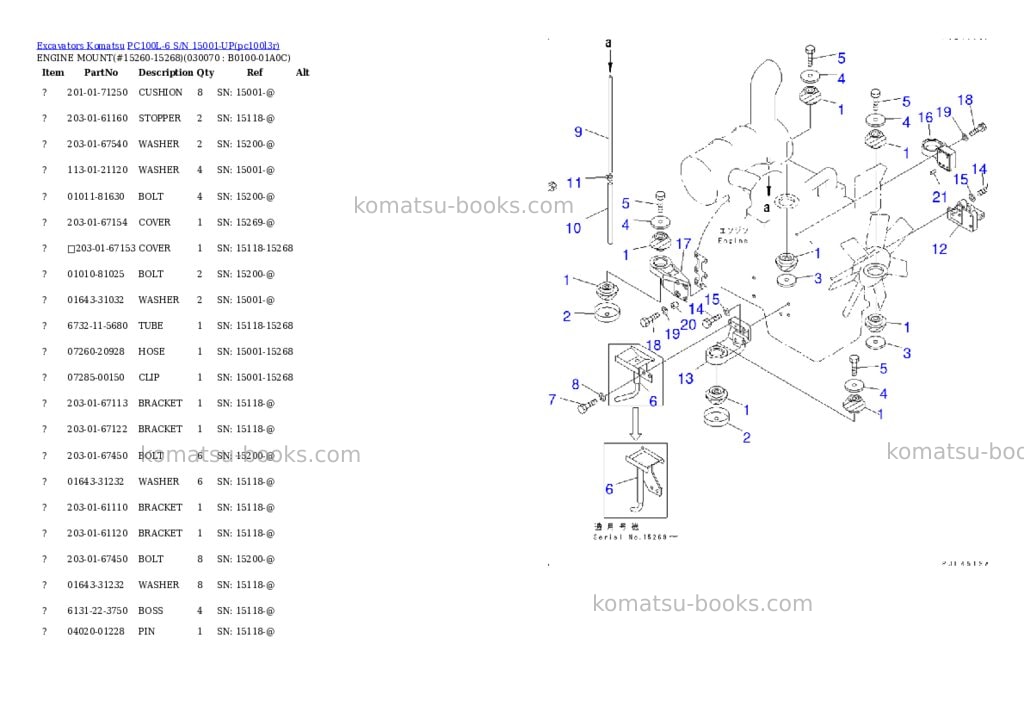 Komatsu pc100l-6 s/n 15001-up Parts catalog cover Page 6 Komatsu pc100l-6 s/n 15001-up Parts catalog cover Page 6