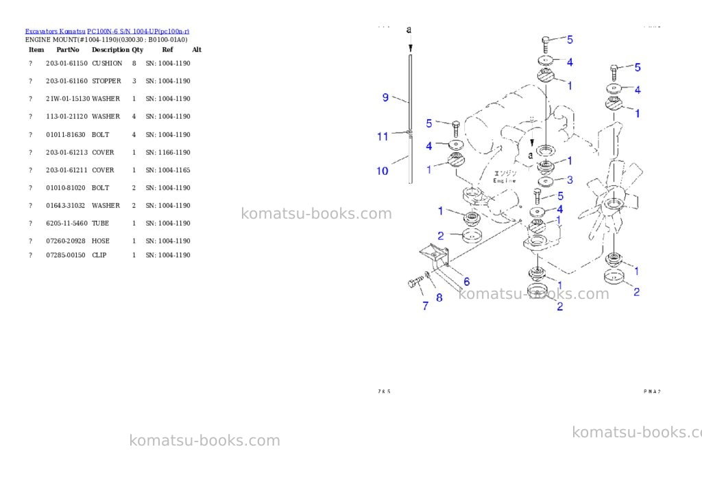 Komatsu pc100n-6 s/n 1004-up Parts catalog cover Page 2