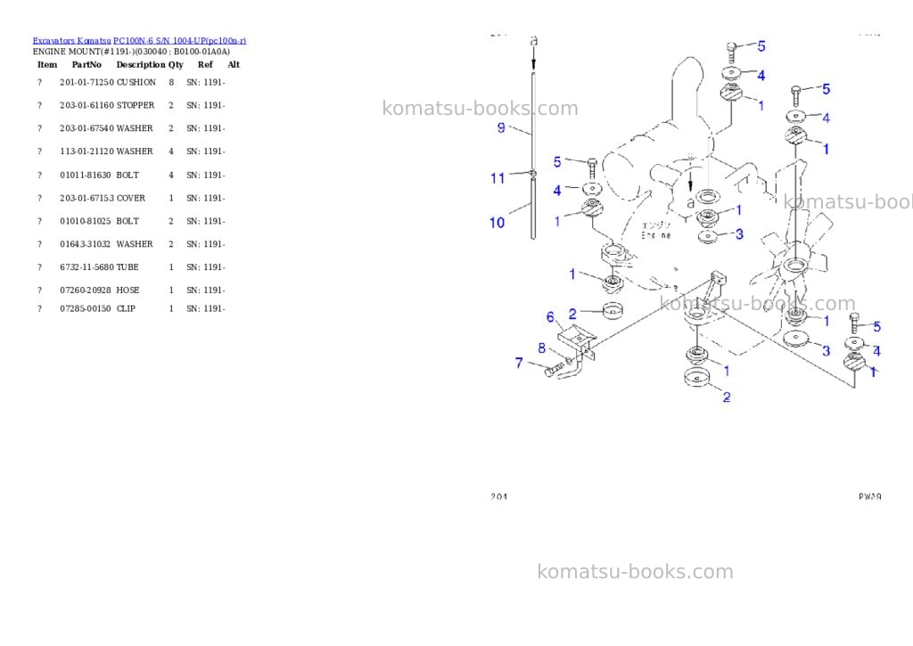 Komatsu pc100n-6 s/n 1004-up Parts catalog cover Page 3