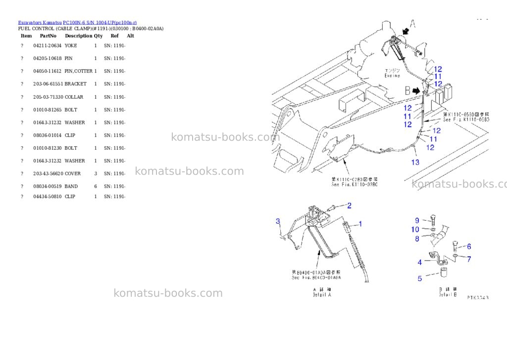 Komatsu pc100n-6 s/n 1004-up Parts catalog cover Page 9