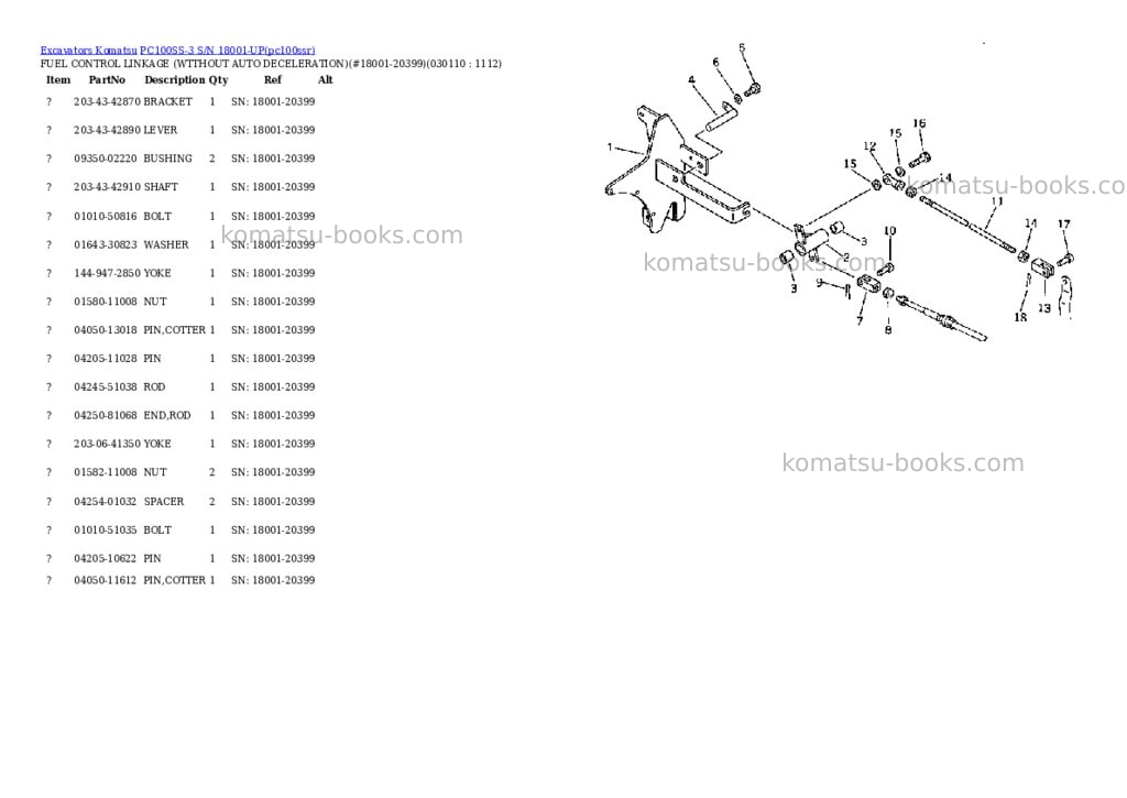 Komatsu pc100ss-3 s/n 18001-up Parts catalog cover Page 10