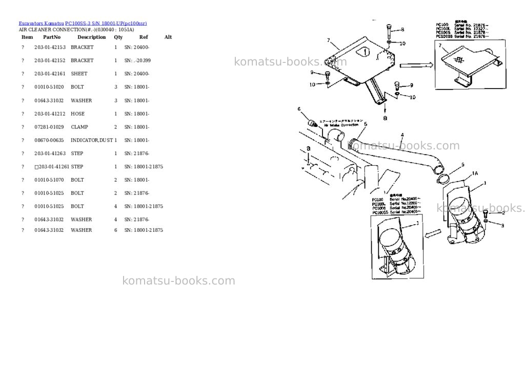 Komatsu pc100ss-3 s/n 18001-up Parts catalog cover Page 3