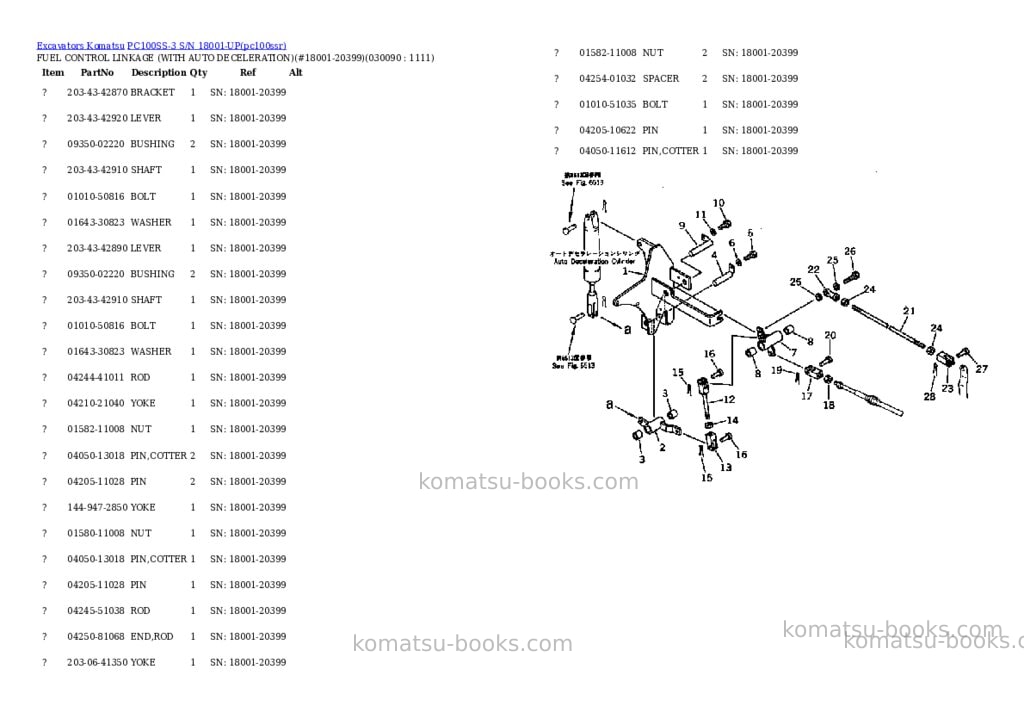 Komatsu pc100ss-3 s/n 18001-up Parts catalog cover Page 8