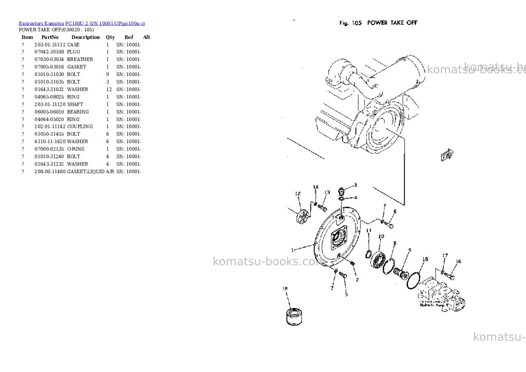 Komatsu PC100U-2 S/N 10001-UP Parts catalog cover Komatsu PC100U-2 S/N 10001-UP Parts catalog cover