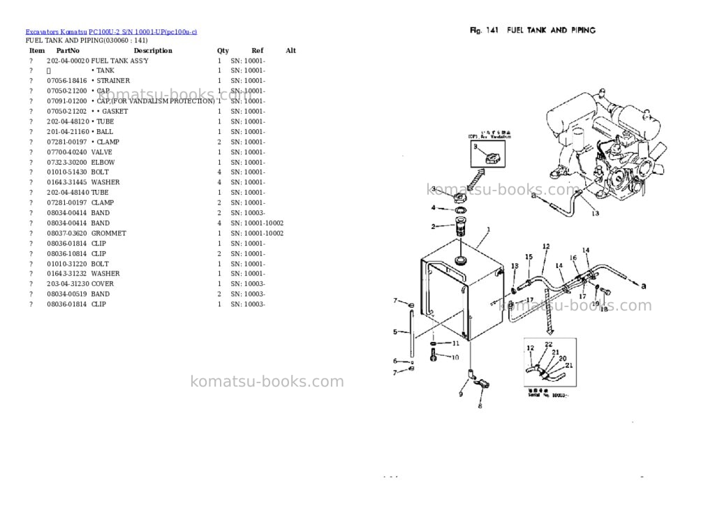Komatsu PC100U-2 S/N 10001-UP Parts catalog cover Page 5 Komatsu PC100U-2 S/N 10001-UP Parts catalog cover Page 5