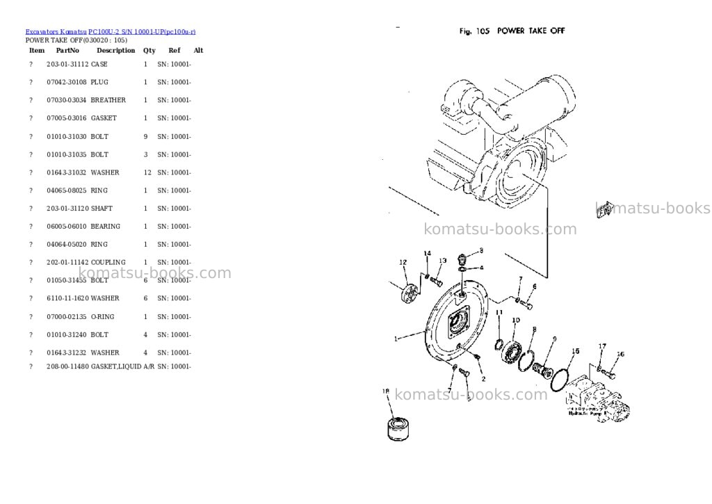Komatsu pc100u-2 s/n 10001-up Parts catalog cover Komatsu pc100u-2 s/n 10001-up Parts catalog cover