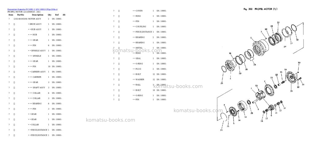 Komatsu pc100u-2 s/n 10001-up Parts catalog cover Page 10 Komatsu pc100u-2 s/n 10001-up Parts catalog cover Page 10