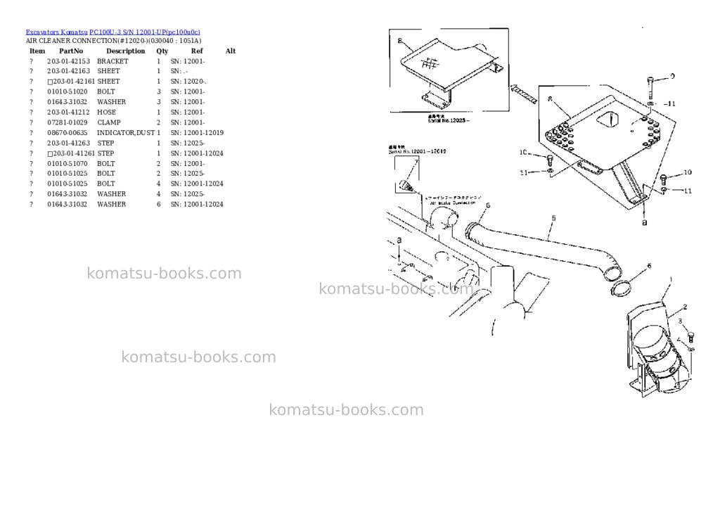 Komatsu pc100u-3 s/n 12001-up Parts catalog cover Page 3 Komatsu pc100u-3 s/n 12001-up Parts catalog cover Page 3