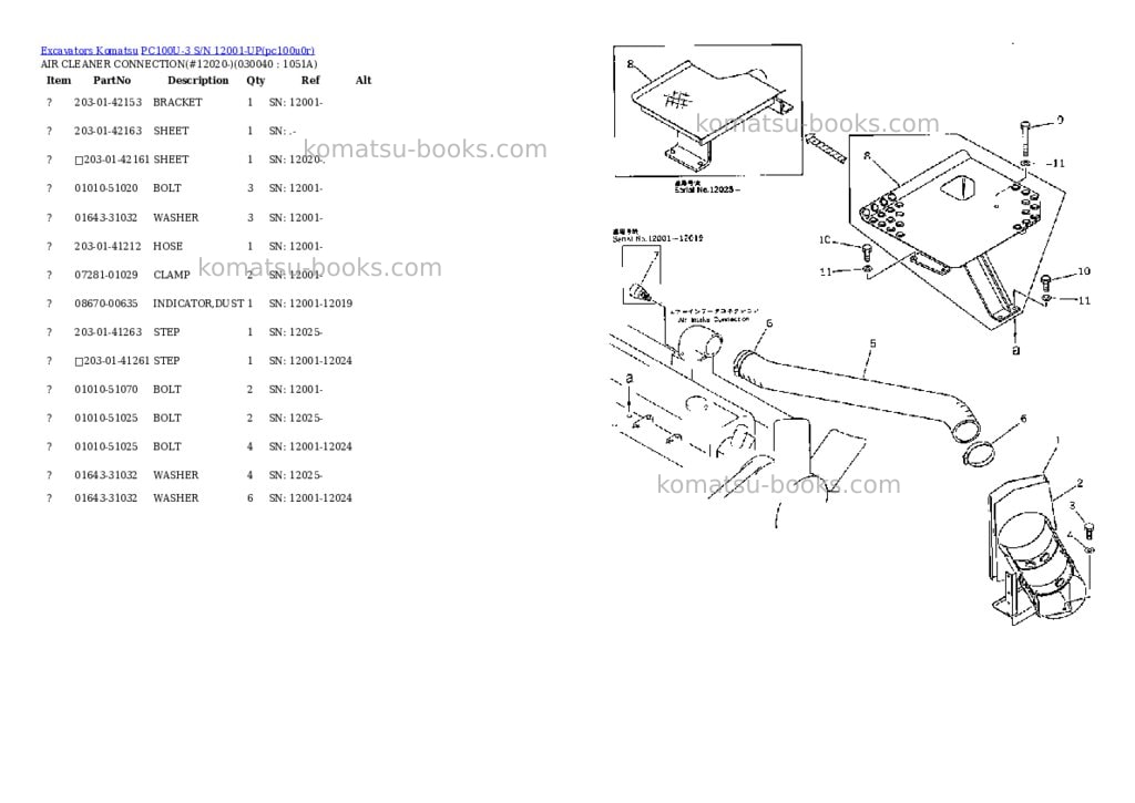 Komatsu PC100U-3 S/N 12001-UP Parts catalog cover Page 3 Komatsu PC100U-3 S/N 12001-UP Parts catalog cover Page 3