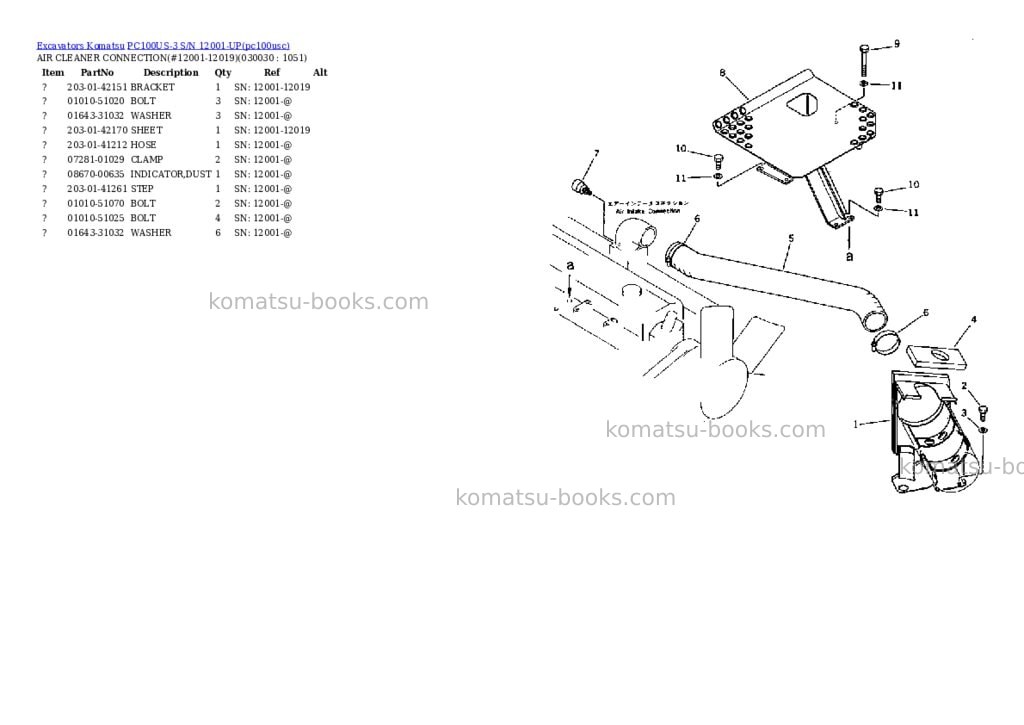 Komatsu PC100US-3 S/N 12001-UP Parts catalog cover Page 2 Komatsu PC100US-3 S/N 12001-UP Parts catalog cover Page 2