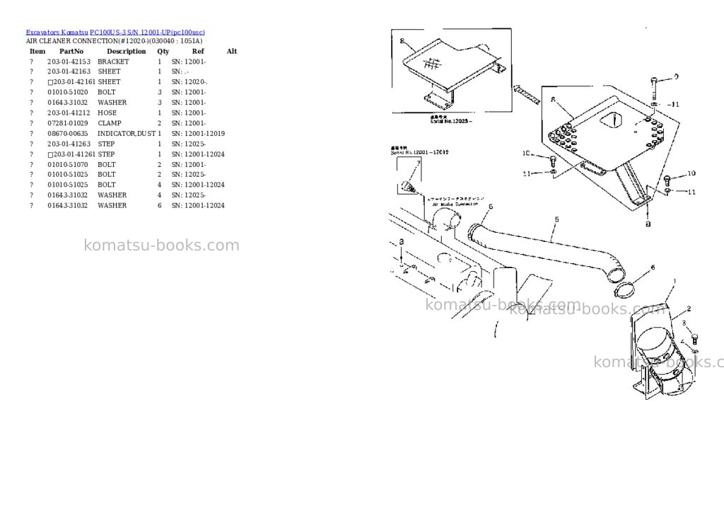 Komatsu PC100US-3 S/N 12001-UP Parts catalog cover Page 3 Komatsu PC100US-3 S/N 12001-UP Parts catalog cover Page 3