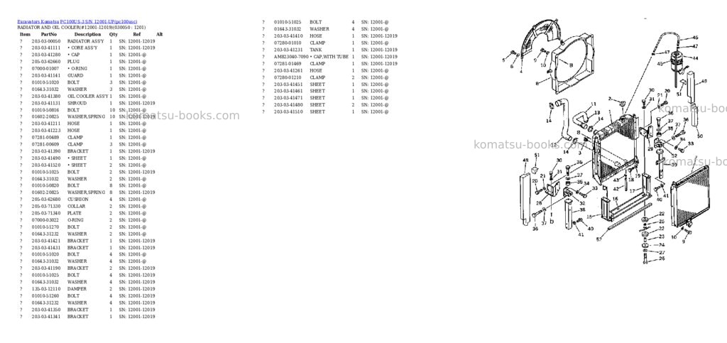 Komatsu PC100US-3 S/N 12001-UP Parts catalog cover Page 4 Komatsu PC100US-3 S/N 12001-UP Parts catalog cover Page 4