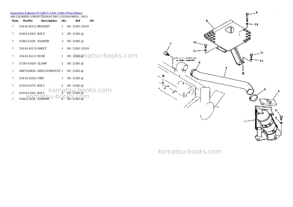 Komatsu pc100us-3 s/n 12001-up Parts catalog cover Page 2 Komatsu pc100us-3 s/n 12001-up Parts catalog cover Page 2