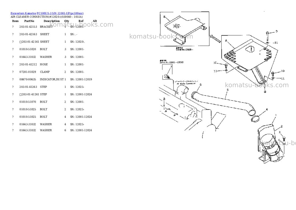 Komatsu pc100us-3 s/n 12001-up Parts catalog cover Page 3 Komatsu pc100us-3 s/n 12001-up Parts catalog cover Page 3
