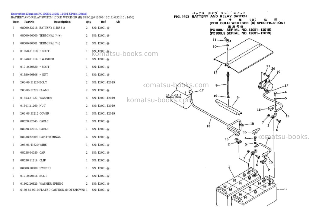 Komatsu pc100us-3 s/n 12001-up Parts catalog cover Page 9 Komatsu pc100us-3 s/n 12001-up Parts catalog cover Page 9
