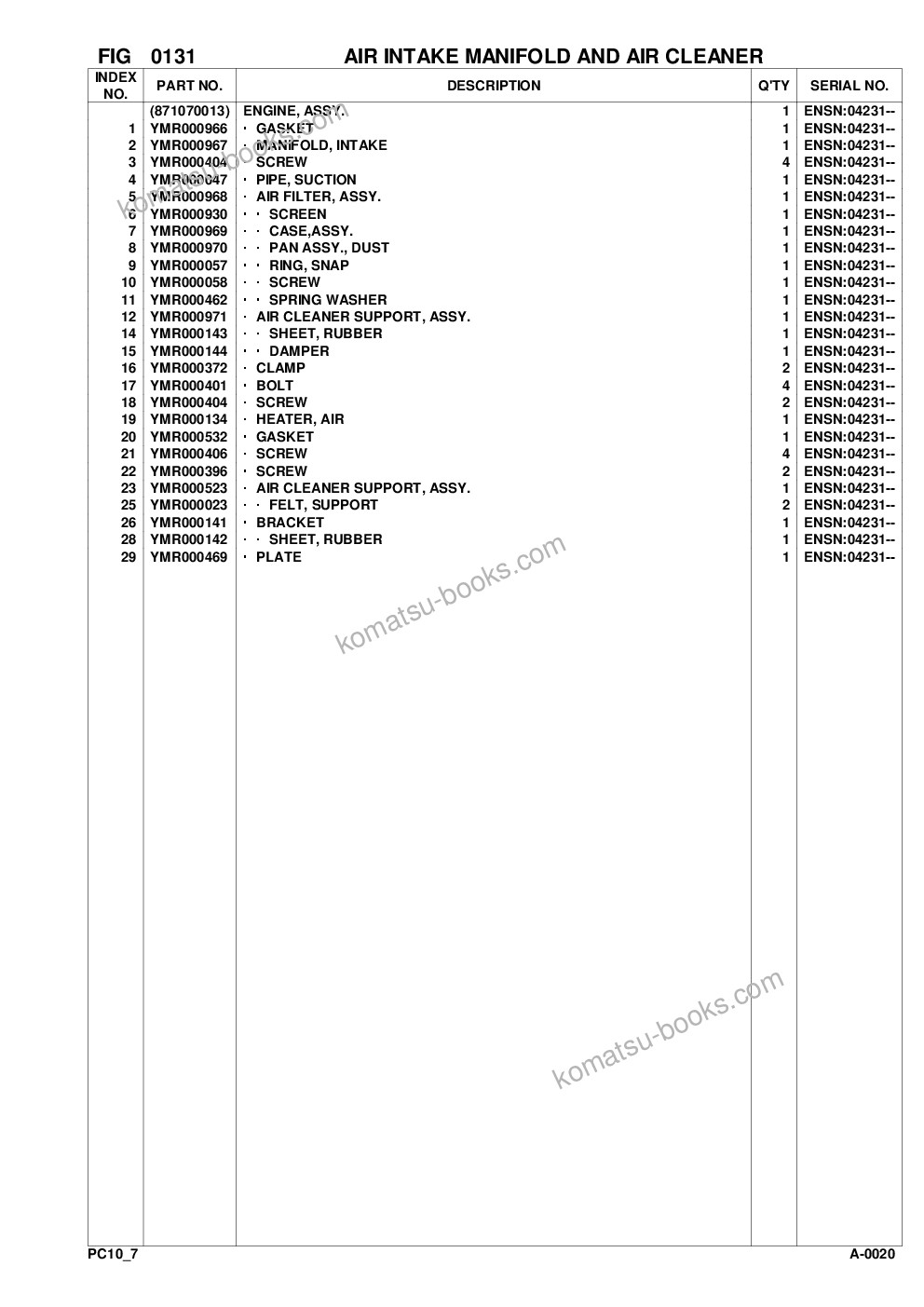 Komatsu pc10-7 s/n f25001-up Parts catalog cover Page 6