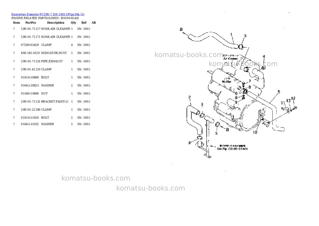 Komatsu pc10n-7 s/n 1001-up Parts catalog cover Komatsu pc10n-7 s/n 1001-up Parts catalog cover