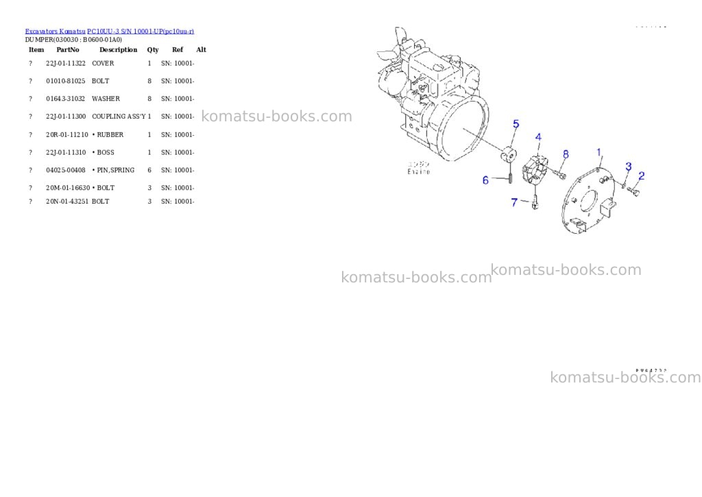Komatsu pc10uu-3 s/n 10001-up Parts catalog cover Page 2