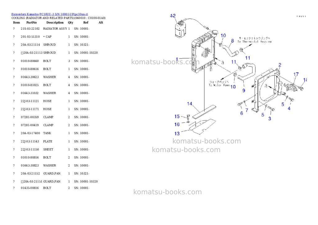 Komatsu pc10uu-3 s/n 10001-up Parts catalog cover Page 3